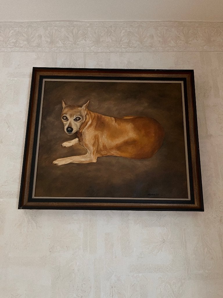 Olieverfschilderij "Hond" — gesigneerd Moonen C., Antiek en Kunst, Ophalen, Doek, Dieren, Klassiek
