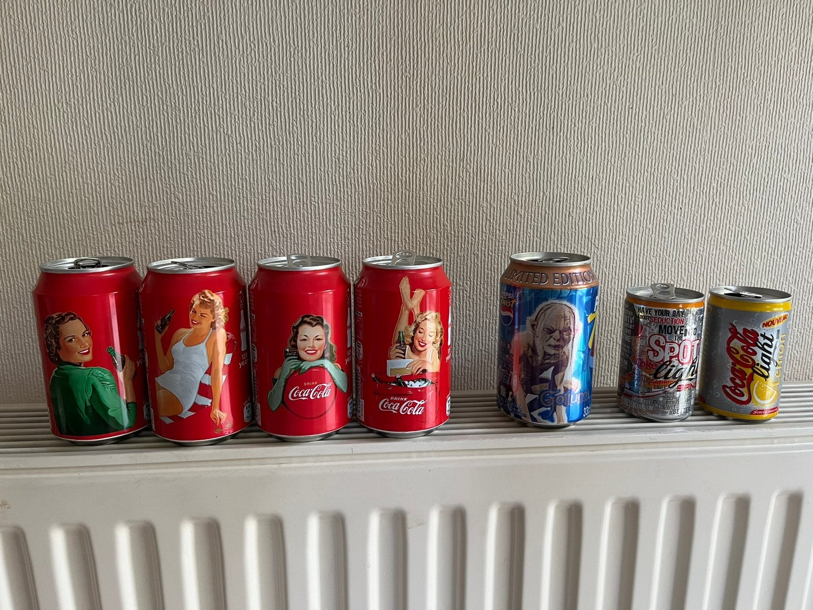 Verzameling van 7 lege blikjes., Ophalen of Verzenden, Gebruikt