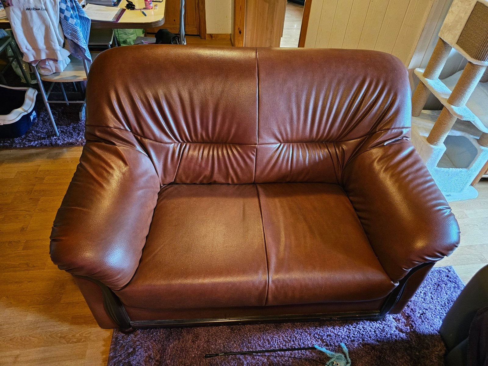 fauteuil 2 places, Banc droit, Comme neuf, Enlèvement, Cuir