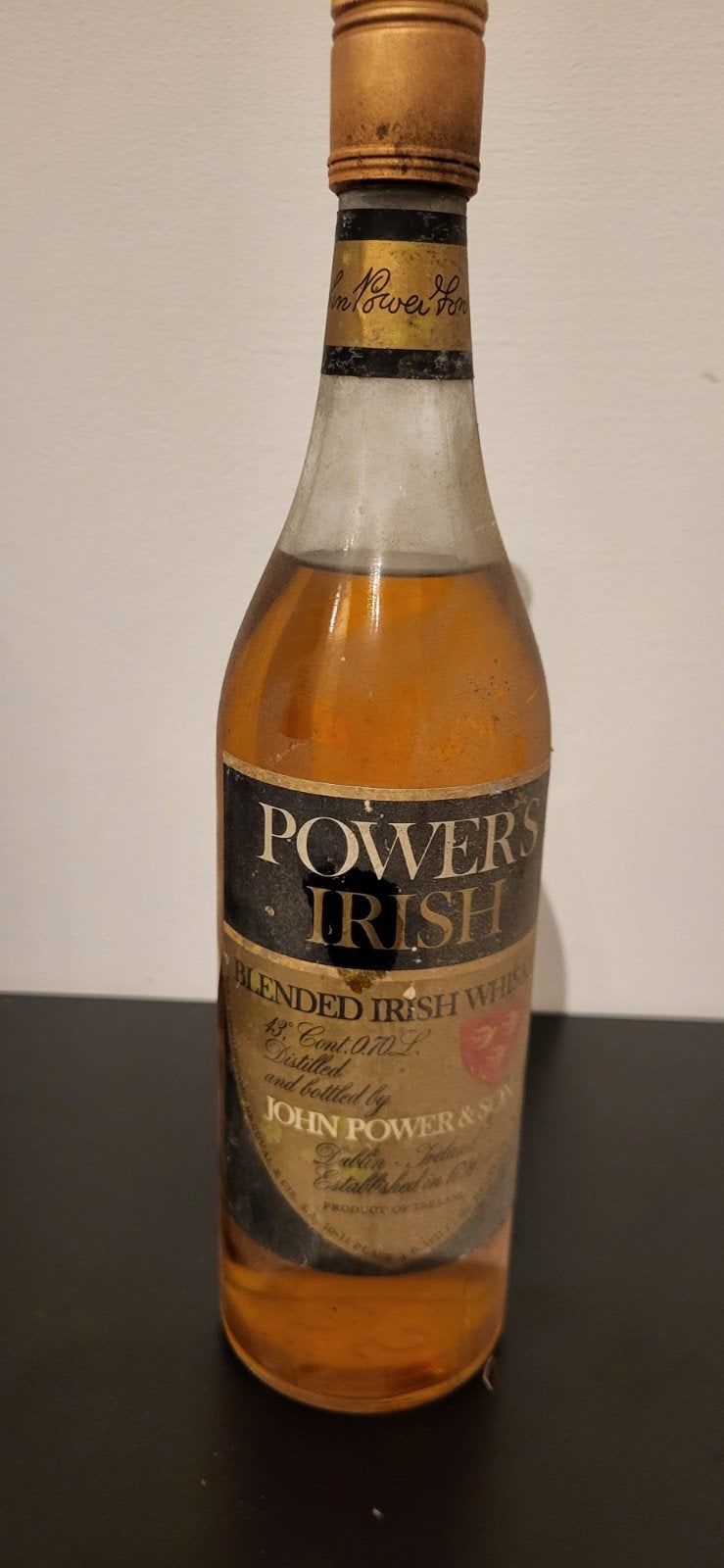 Whisky irlandais Vintage Powers Gold Label — Années 70 et 80, Enlèvement