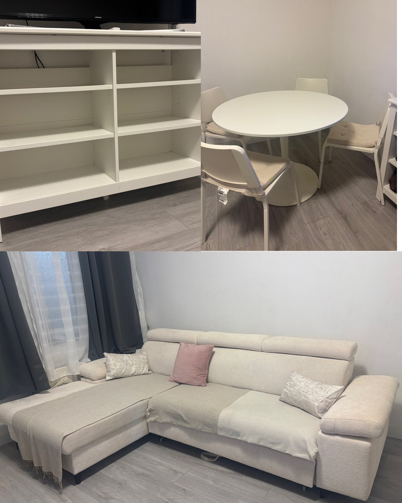 Lot d’un meuble tv + table a manger + 4 chaises+ canape lit, Maison & Meubles, Enlèvement, Comme neuf