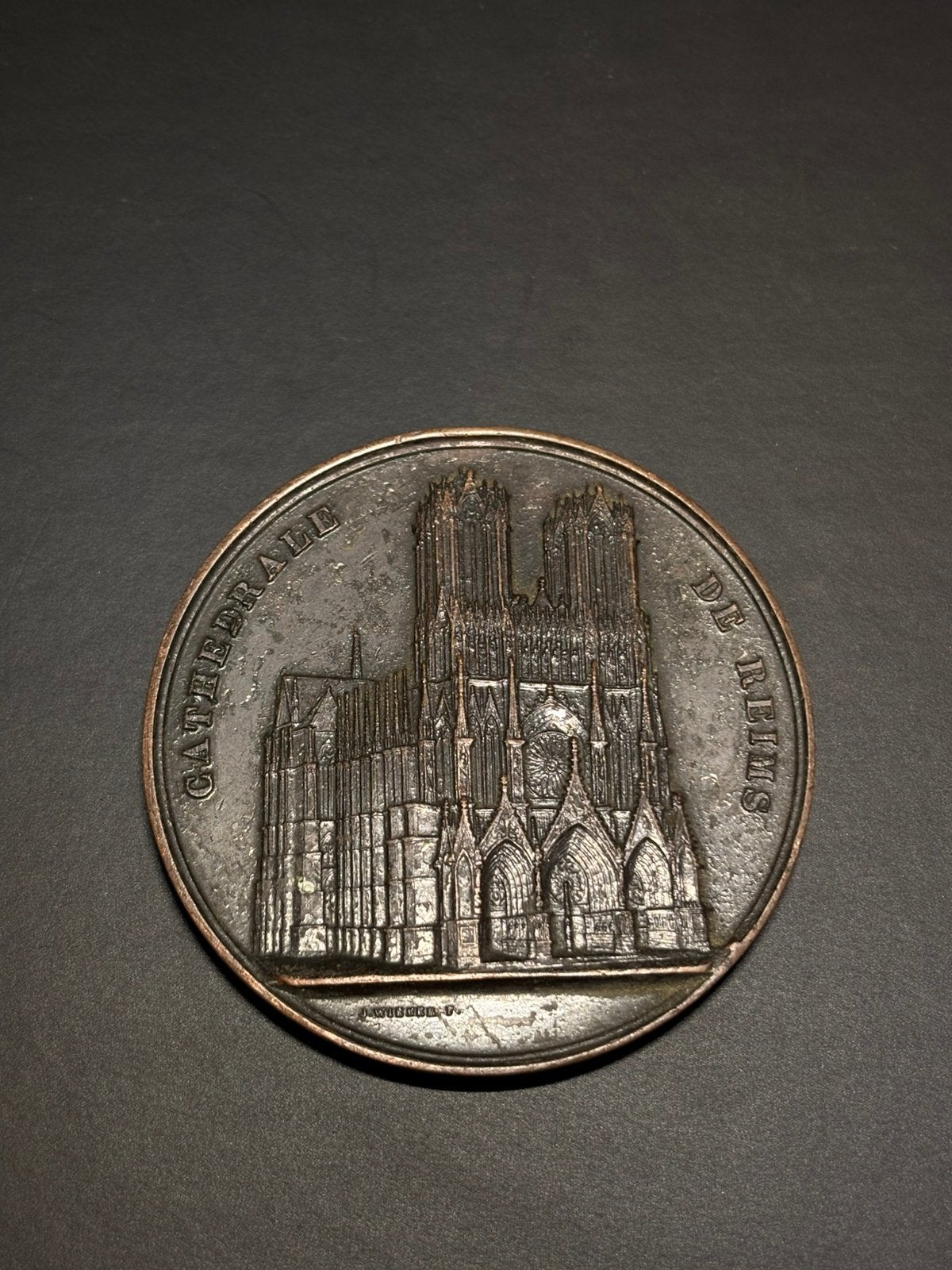 Jacques Wiener bronze medaille - Cathedrale de Reims, Ophalen of Verzenden, Brons
