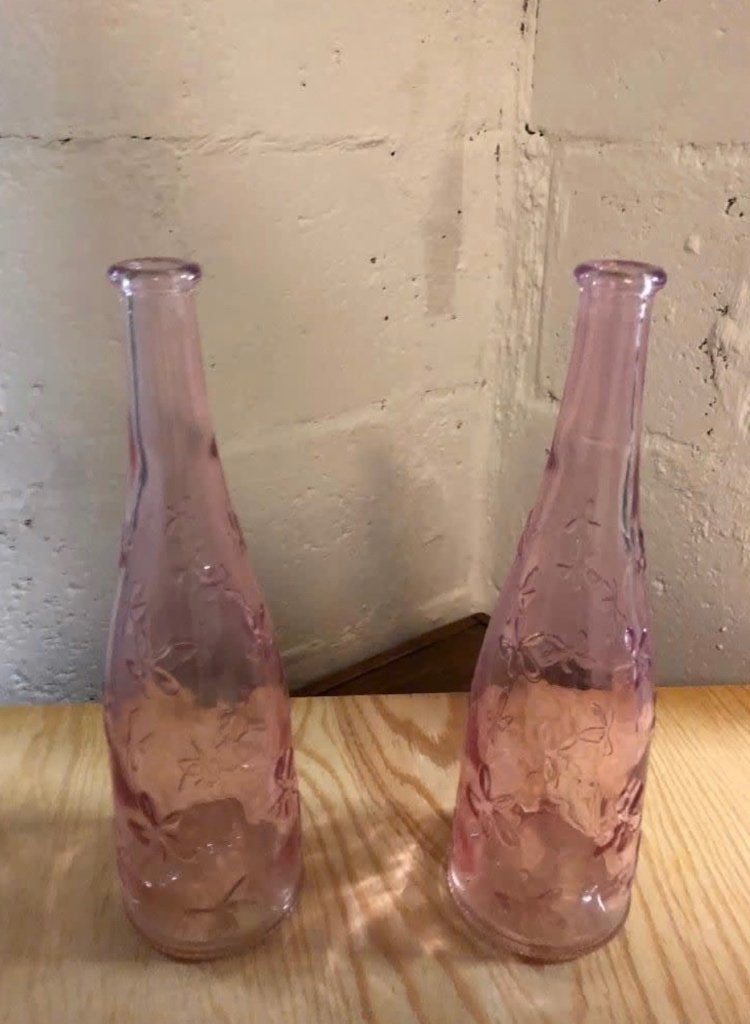 Glazen fles 2 st, Maison & Meubles, Comme neuf, Verre, Enlèvement, Violet
