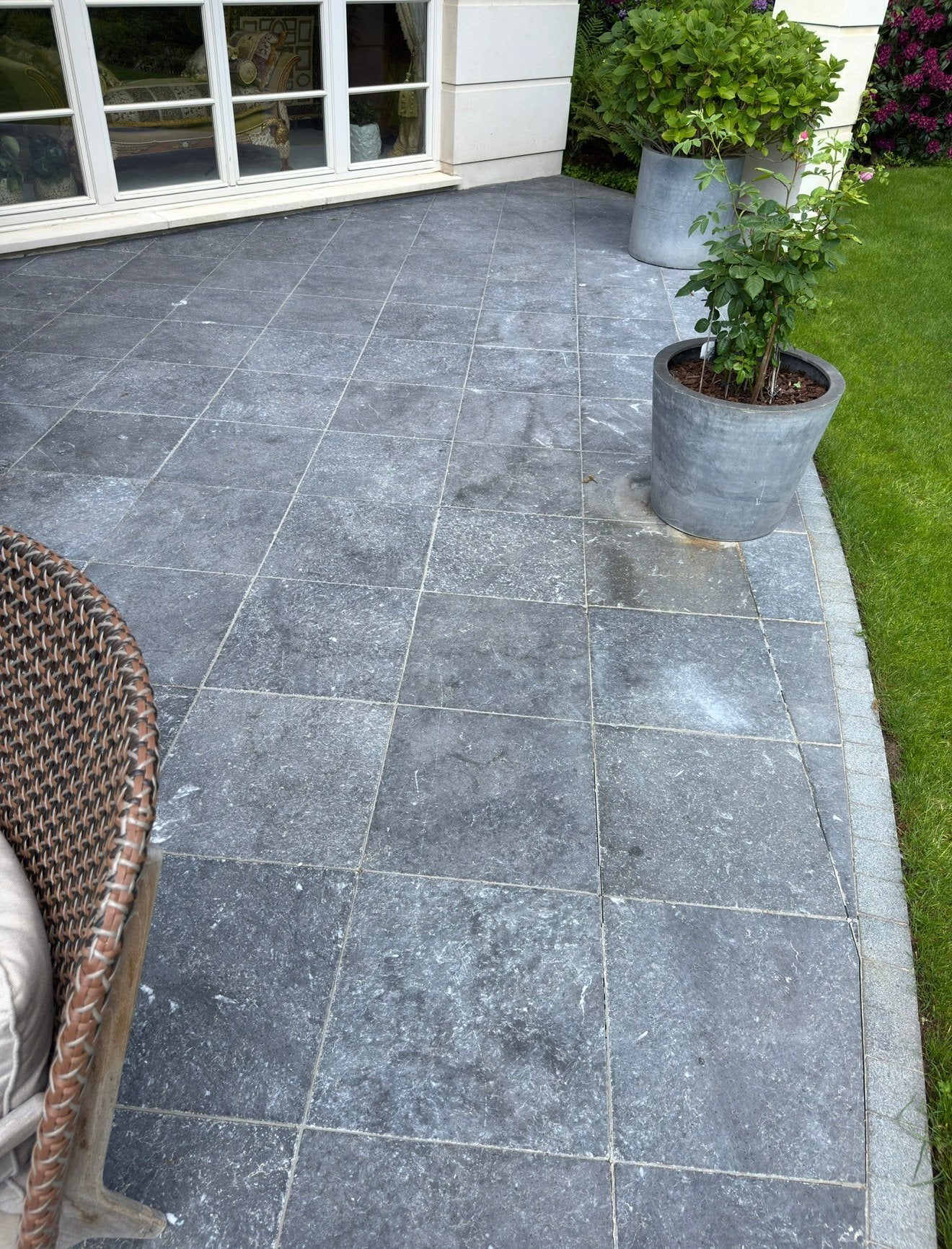 170 m² blauwe hardsteen terrastegels - recuperatie, Carrelage de sol, Enlèvement, Utilisé, Pierre de taille