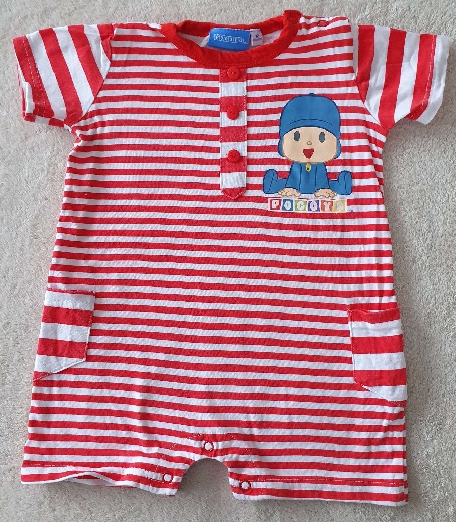 Combinaison courte lignée blanc rouge - T12m - Pocoyo - NEUF, Neuf, Garçon, Costume, Enlèvement