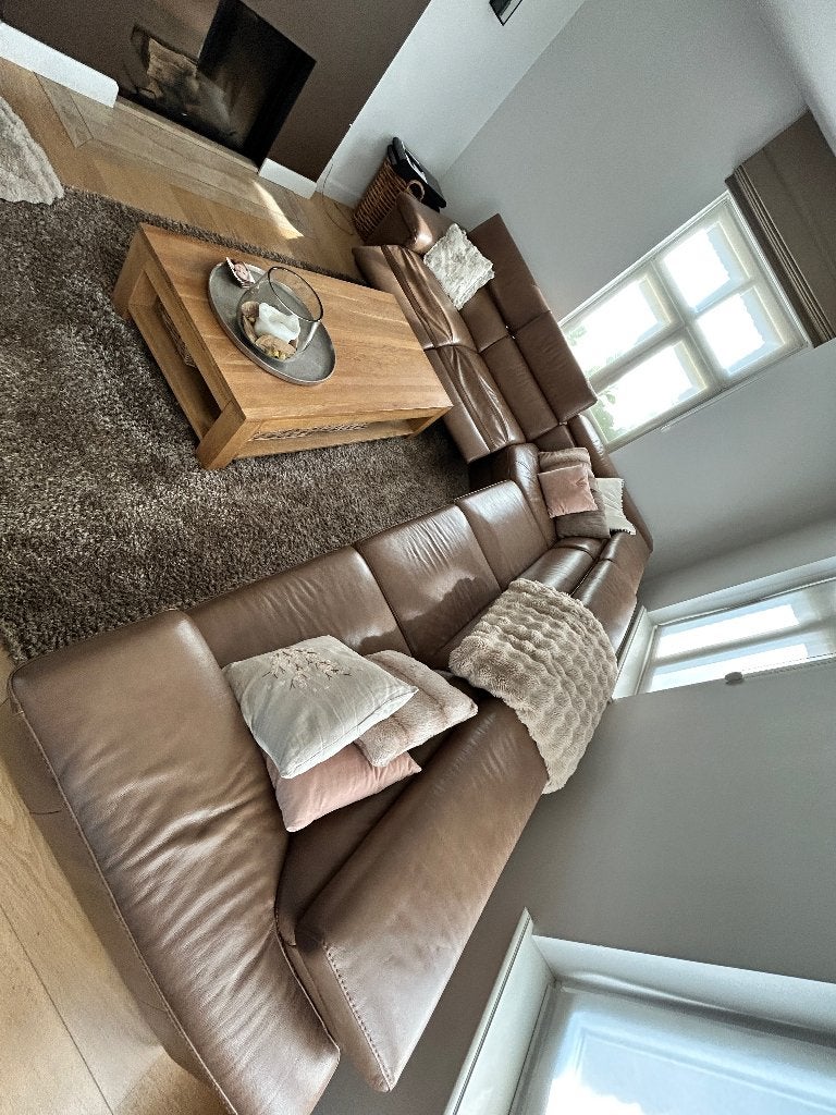 Exclusieve leren zitbank Natuzzi - twee elektrische relaxen, Huis en Inrichting, Ophalen, Gebruikt, Leer