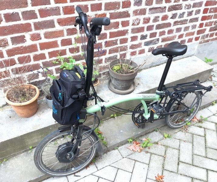 Elektrische plooifiets Brompton C-Line electric H6L, Ophalen, Gebruikt, Brompton, Velgrem