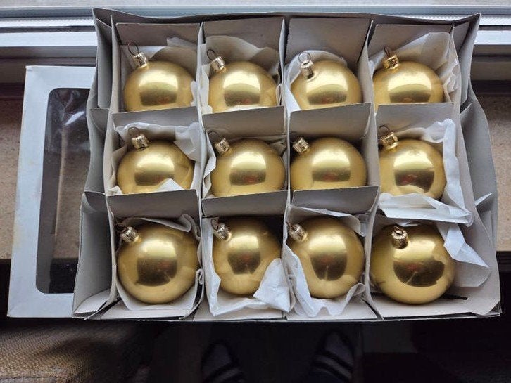 12 boules de Noël vintage en verre., Enlèvement ou Envoi, Utilisé