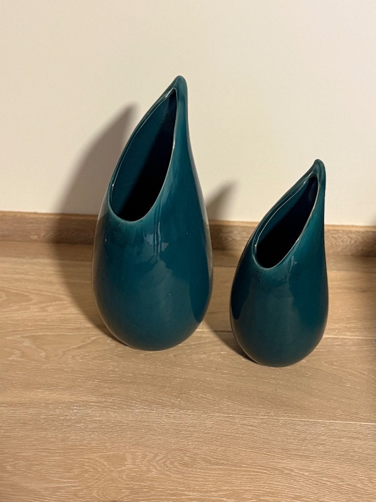 Ensemble de deux vases J-Line, Enlèvement ou Envoi, Comme neuf, Bleu, Pierre/céramique