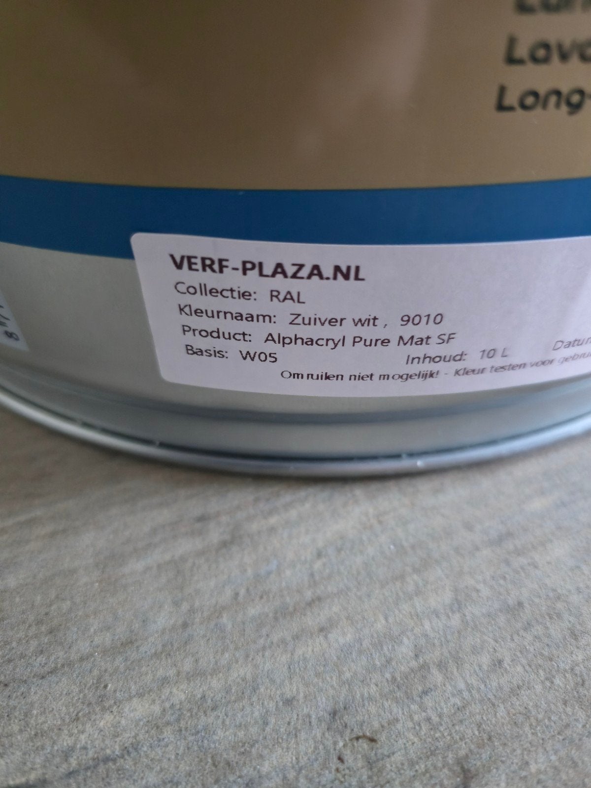 Sikkens Alphacryl Pure Mat SF ral 9010 zuiver wit, Doe-het-zelf en Bouw, Verf, Beits en Lak, Ophalen, Wit