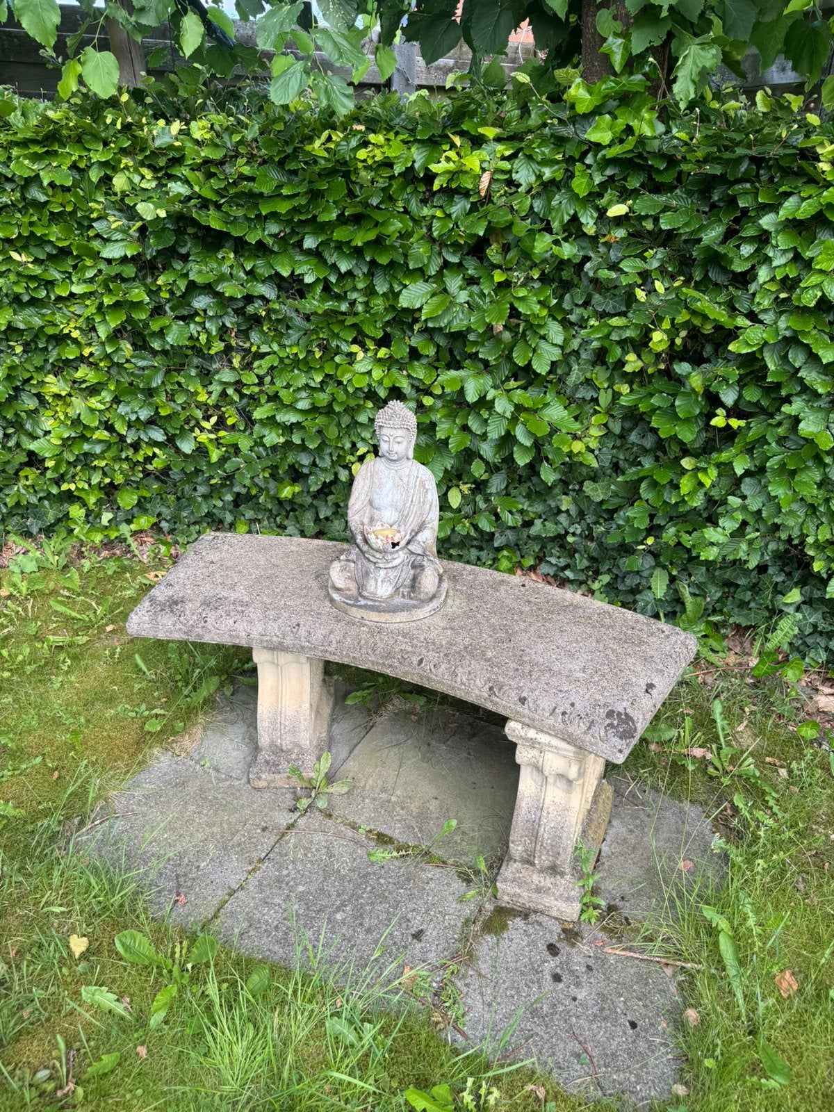 Bouddha assis, y compris un banc, Enlèvement, Utilisé, Pierre, Bouddha