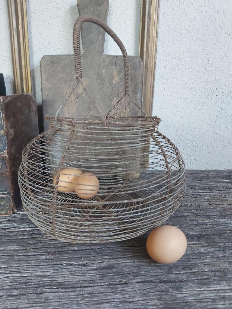 Echte oude franse fil de fer eiermand / draad mand, Enlèvement ou Envoi