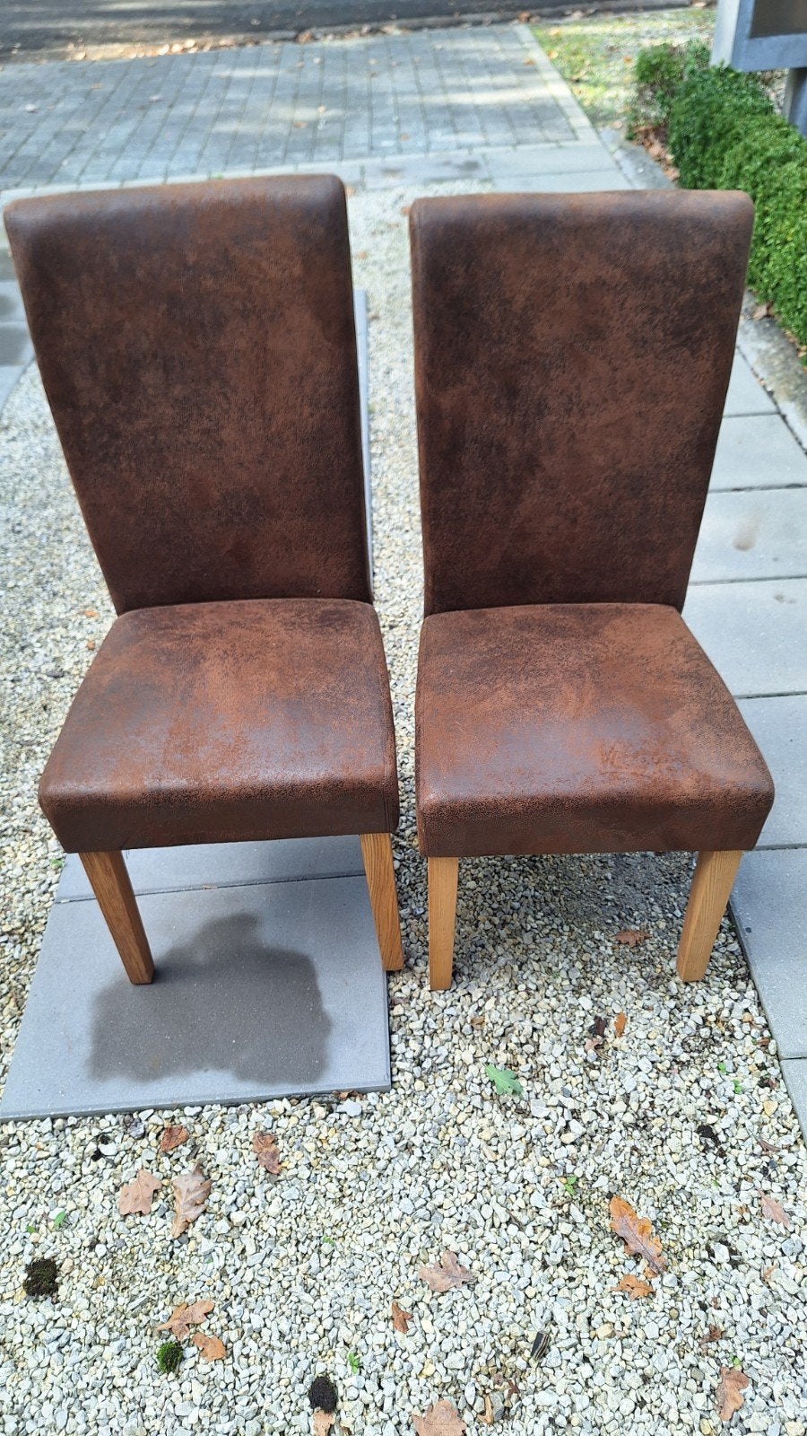 4 leren stoelen, Ophalen, Gebruikt, Bruin, Leer