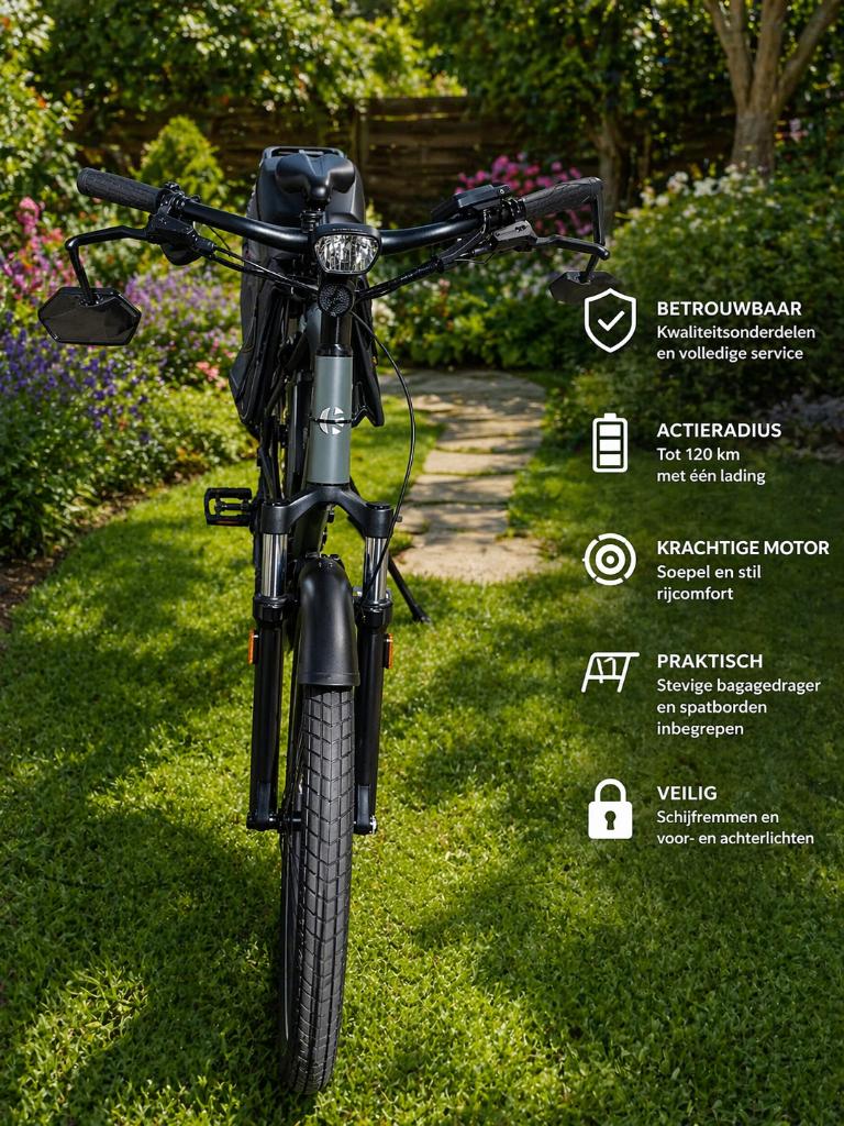 krachtige en betrouwbare elektrische fiets. klever, Ophalen, Gebruikt, 47 tot 51 cm, 50 km per accu of meer
