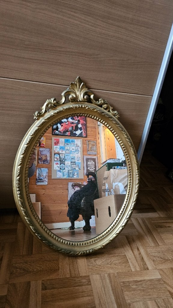 Barok spiegel in gebruikte staat Geen barsen of scheuren, Antiek en Kunst, Ophalen, Ovaal, Minder dan 50 cm, Minder dan 100 cm