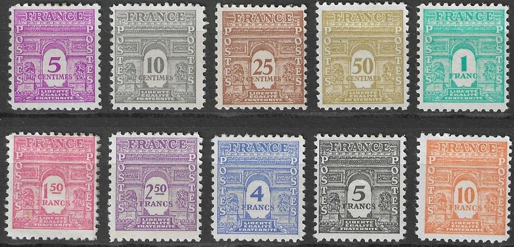 Frankrijk 1944 - Yvert 620-629 - Arc de Triomphe (PF), Postzegels en Munten, Postzegels | Europa | Frankrijk, Verzenden, Postfris