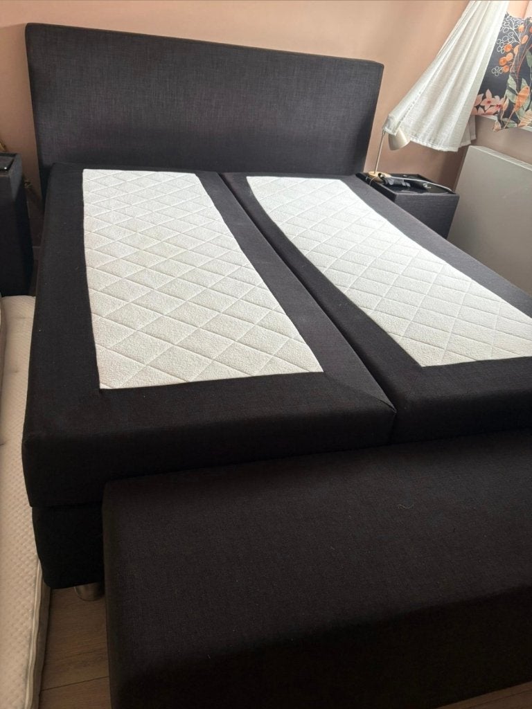 Bezorging is mogelijk 160x200 complete boxspring bed, Zwart, Tweepersoons, Ophalen of Verzenden, Zo goed als nieuw