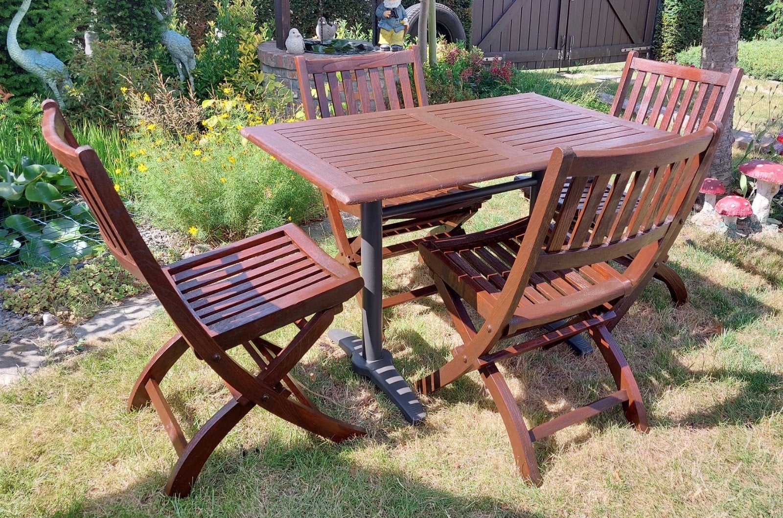 tuinset tafel met 4 stoelen, Tuin en Terras, Ophalen, Hout, Tuinset