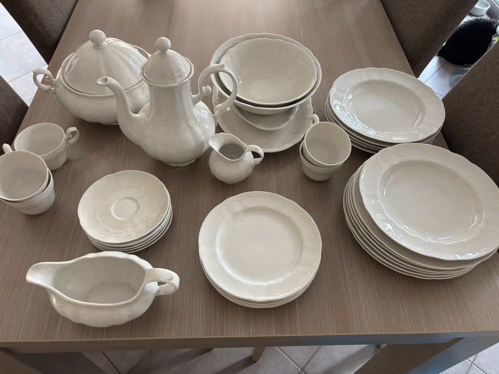 Klassiek wit porseleinen servies Schirnding Bavaria Usidon, Antiek en Kunst, Antiek | Servies compleet, Ophalen
