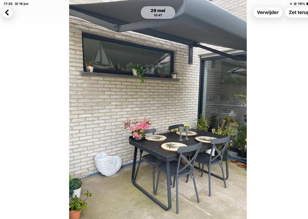 Tafel en stoelen voor terras, Tuin en Terras, Tuintafels, Zo goed als nieuw, Rechthoekig, Aluminium, Ophalen