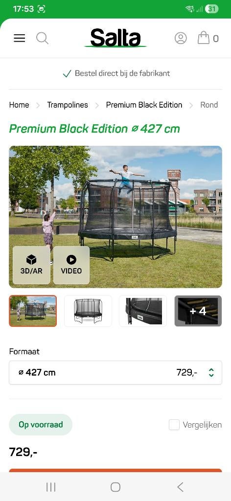 Salta trampoline, Ophalen, Gebruikt