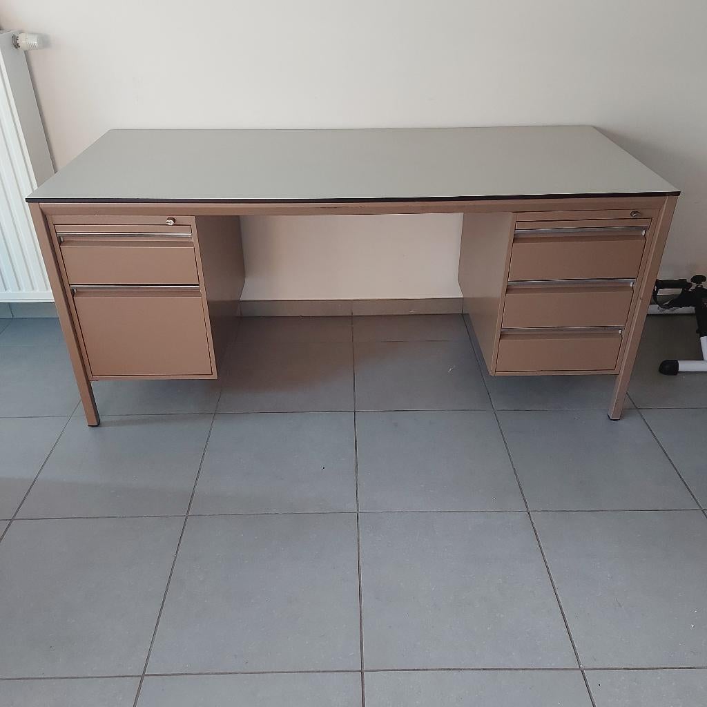 Vintage metalen bureau met laden, Ophalen, Huis en Inrichting