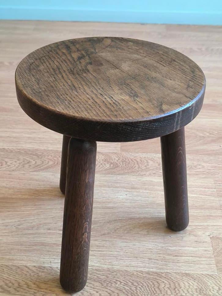 Massief houten krukje/melkkrukje, Ophalen of Verzenden
