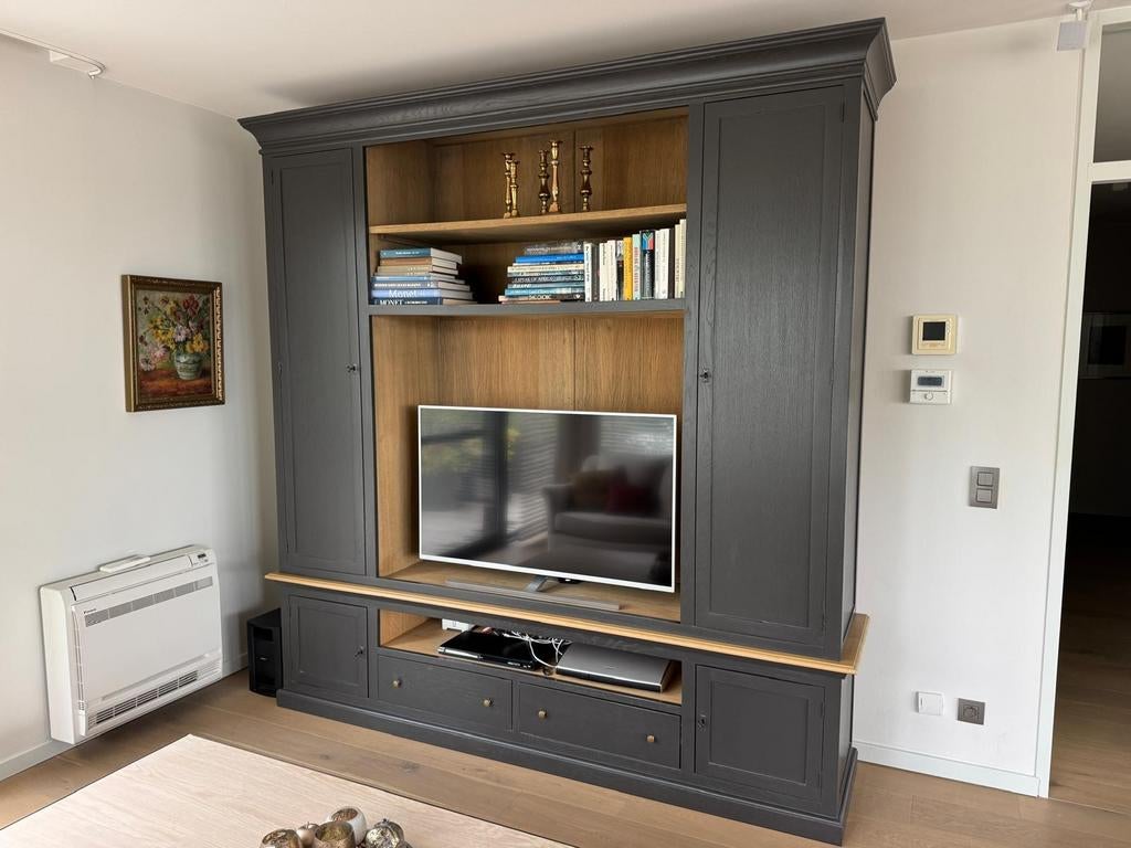 TV meubel, bibliotheekkast. Eik, deels geverfd, Ophalen