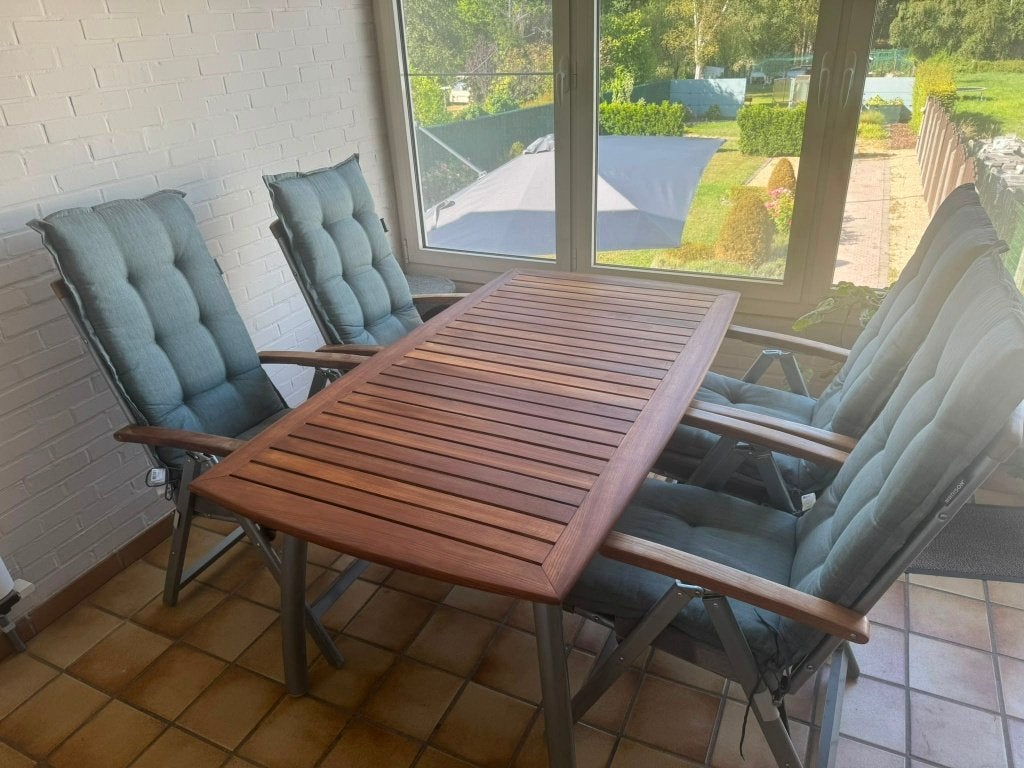 Set de terrasse en teck, Table à dinner, Salons de jardin, Utilisé, Enlèvement