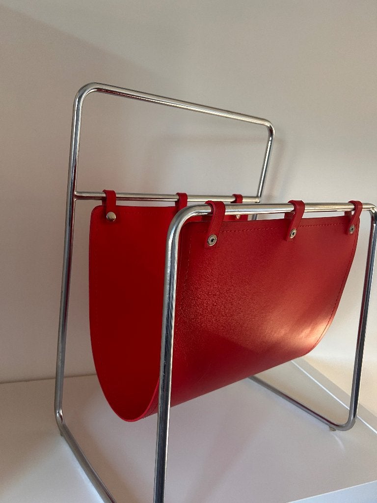 Retro magazinehouder, Huis en Inrichting, Woonaccessoires | Krantenbakken en Lectuurbakken, Ophalen, Metaal, Vintage, Zo goed als nieuw
