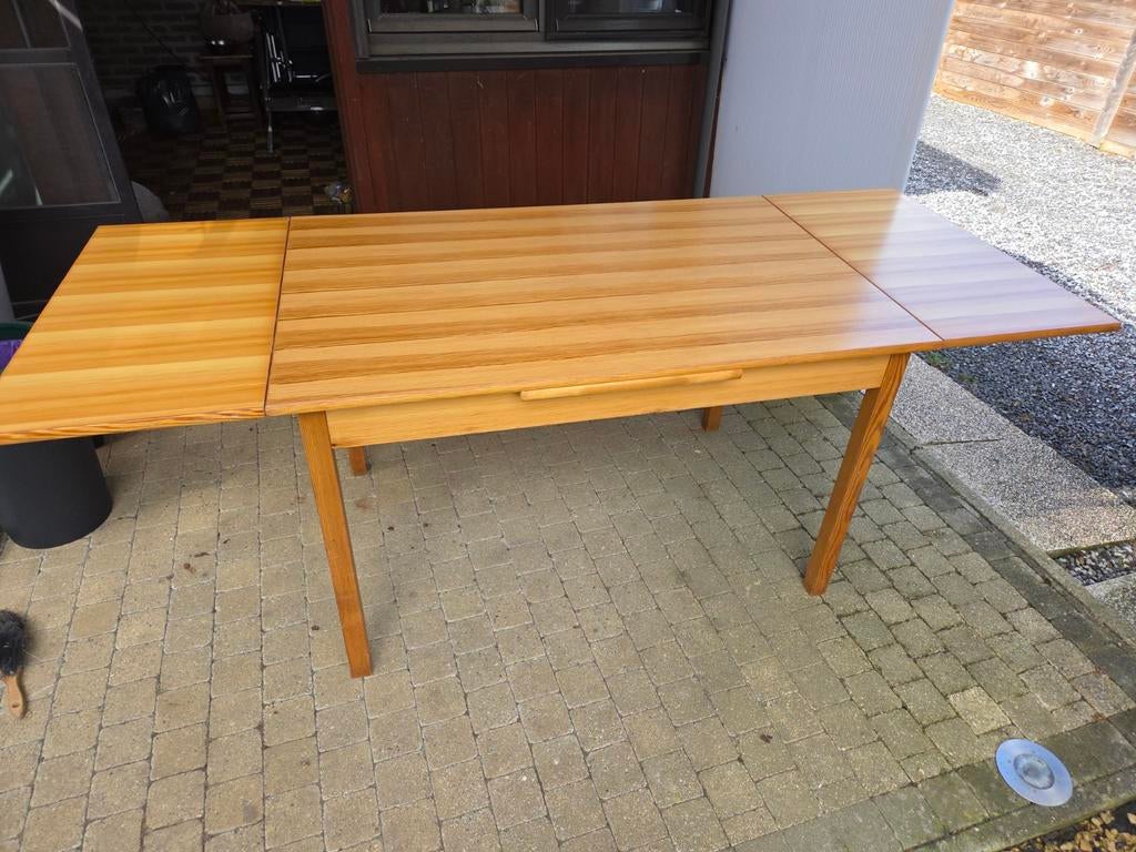 Uitschuifbare tafel 1,2m/2m op 80cm met 4 stoelen, Huis en Inrichting, Tafels | Eettafels, Ophalen