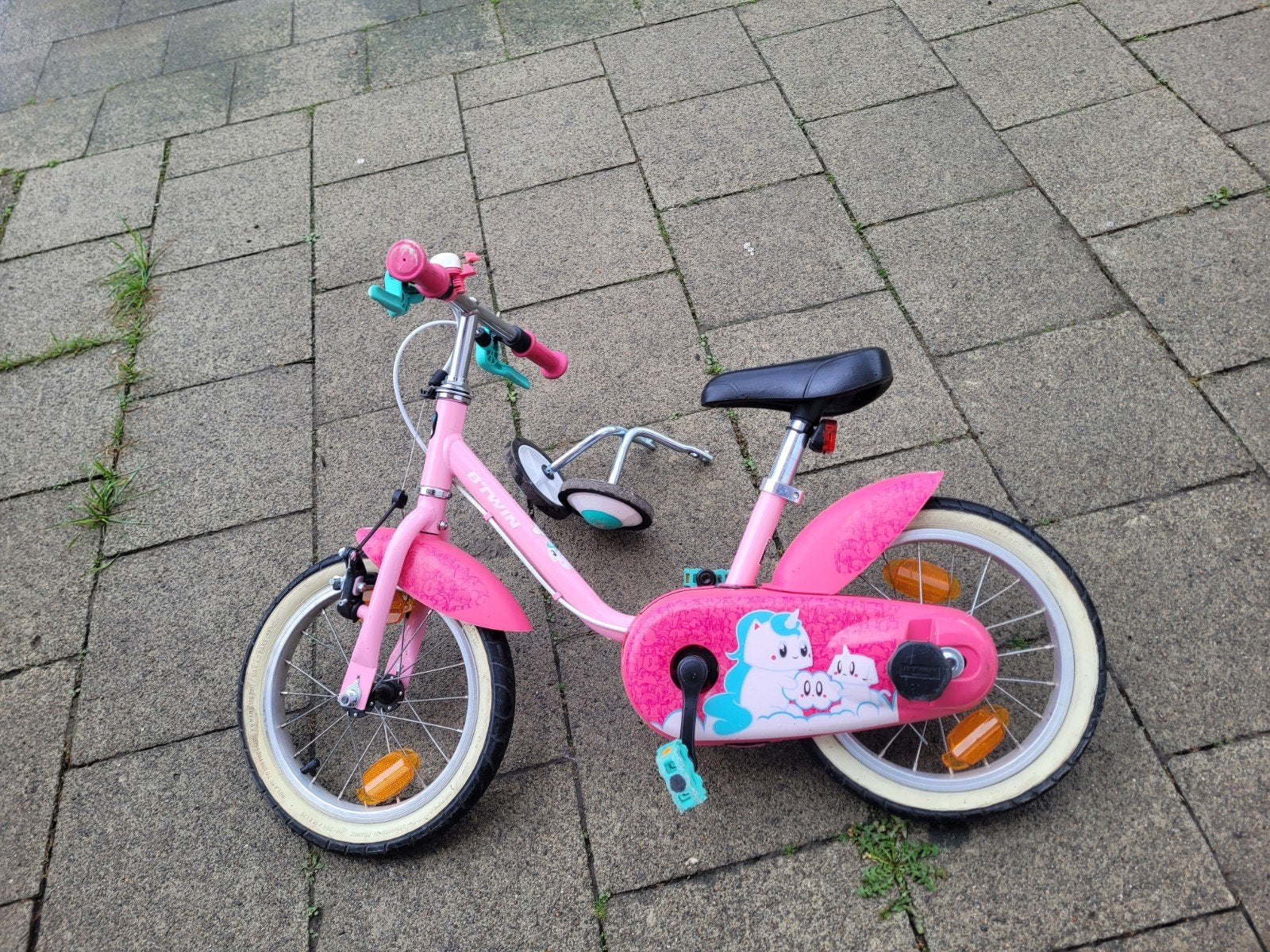 Roze kinderfiets BTWIN met steunwieltjes, Frein sur jante, Stabilisateurs, Comme neuf, Enlèvement