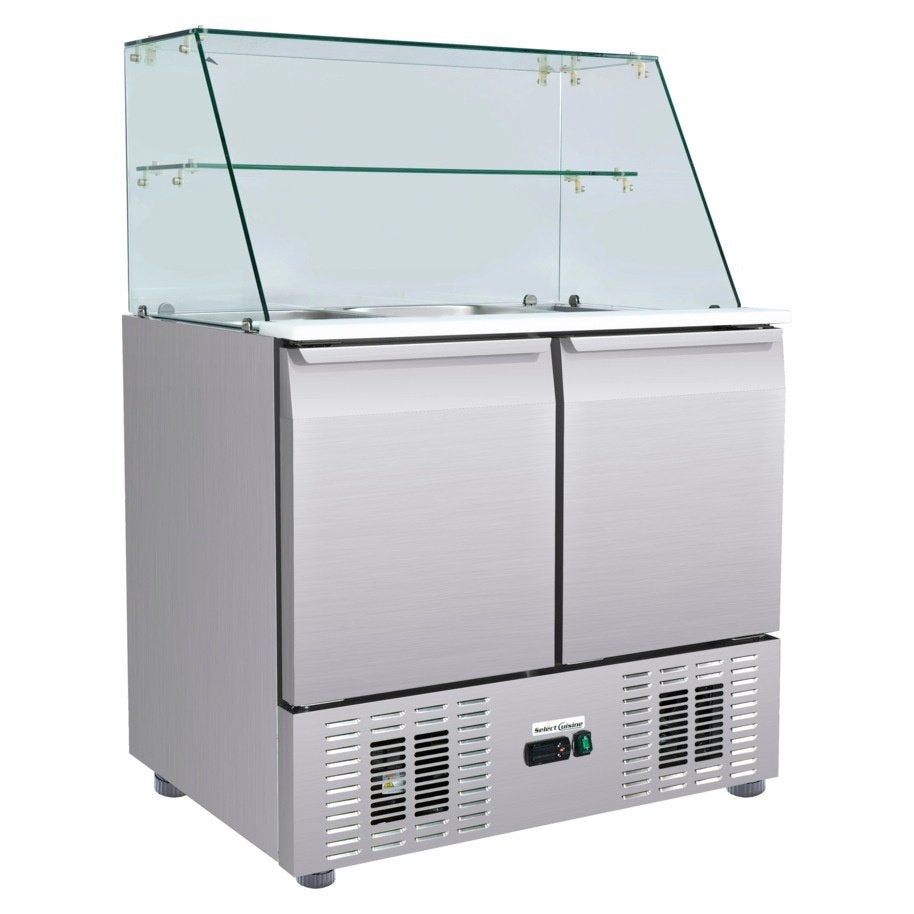 horeca Saladette 2 deuren - met opzetkoelvitrine + grill, Enlèvement ou Envoi, Neuf, dans son emballage, Refroidissement et Congélation