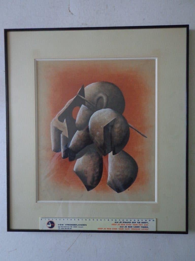 surrealistische gouache mogelijk van Marcel Mariën, Antiek en Kunst, Kunst | Schilderijen | Modern, Ophalen