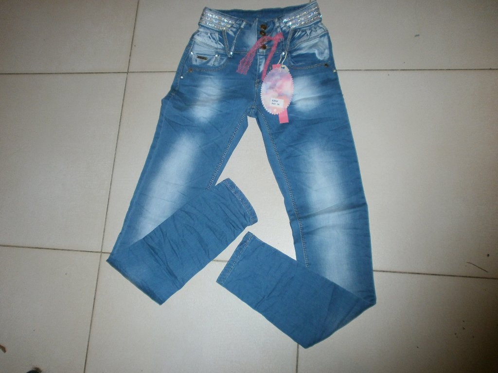 Jean slim XS (34) bleu taille haute NEUF, Enlèvement ou Envoi, Neuf, Bleu, W27 (confection 34) ou plus petit