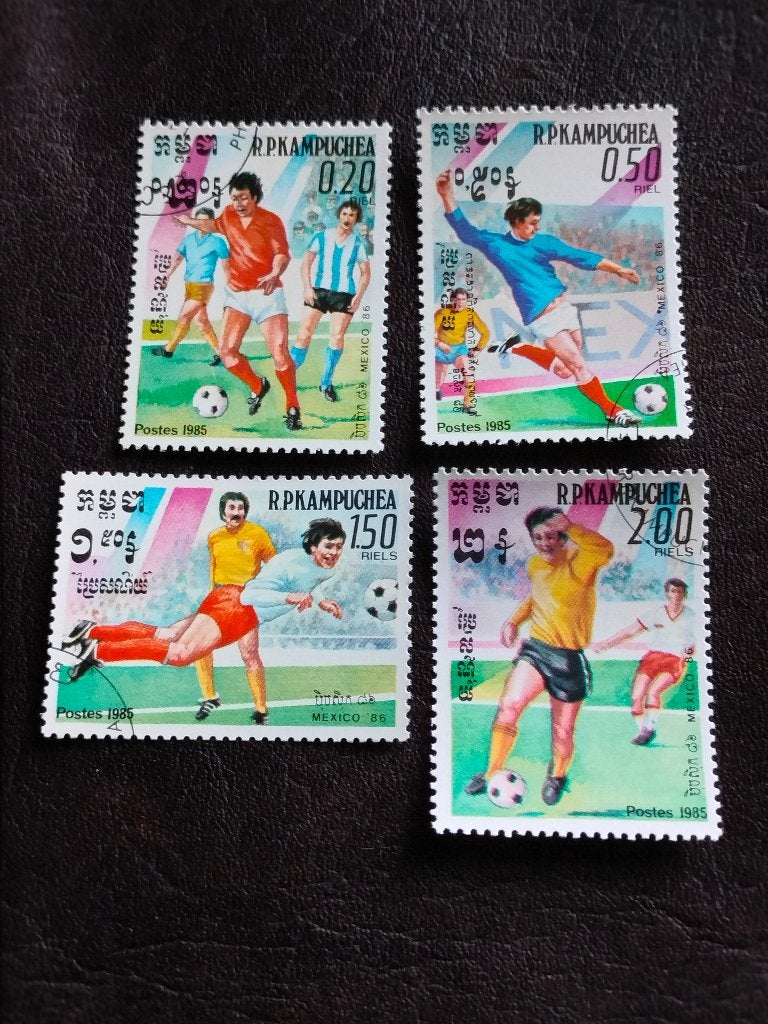 Cambodja 1985 - Wereldkampioenschap Voetbal in Mexico, Postzegels en Munten, Ophalen of Verzenden, Gestempeld, Zuidoost-Azië