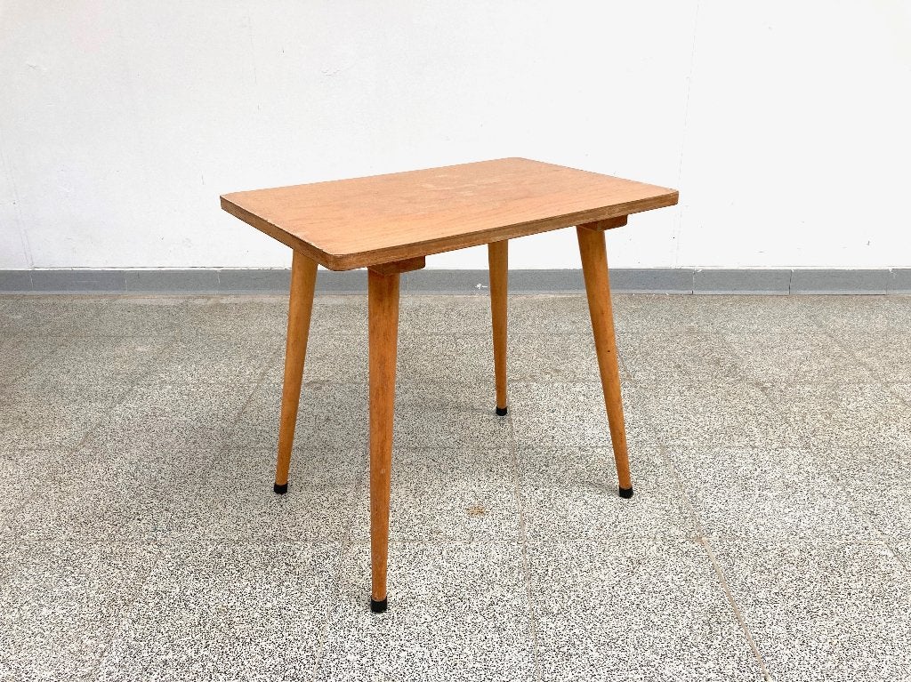 Vintage mid-century bijzettafeltje 1960's, Gebruikt, Vintage, 55 tot 75 cm, Rechthoekig