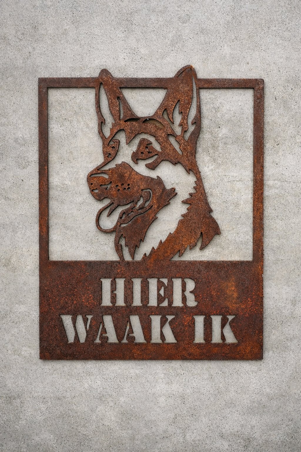 Cortenstaal “HIER WAAK IK”, Huis en Inrichting, Ophalen, Metaal, Nieuw, 27 cm
