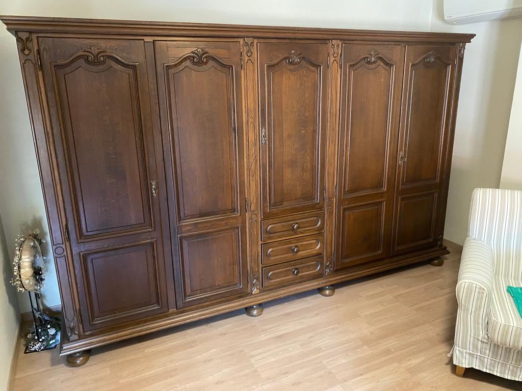 Eiken slaapkamer - volledig - grotendeels massief, Huis en Inrichting, Ophalen, Gebruikt, Tweepersoons, Klassiek jaren 80/90