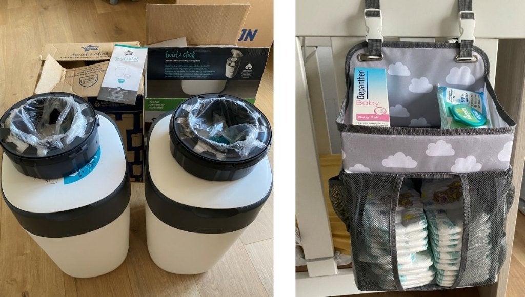 Tommee Tippee Luieremmers (2x met doos) + Luier-organizer, Enfants & Bébés, Bains & Soins, Enlèvement, Comme neuf, Poubelle à couches