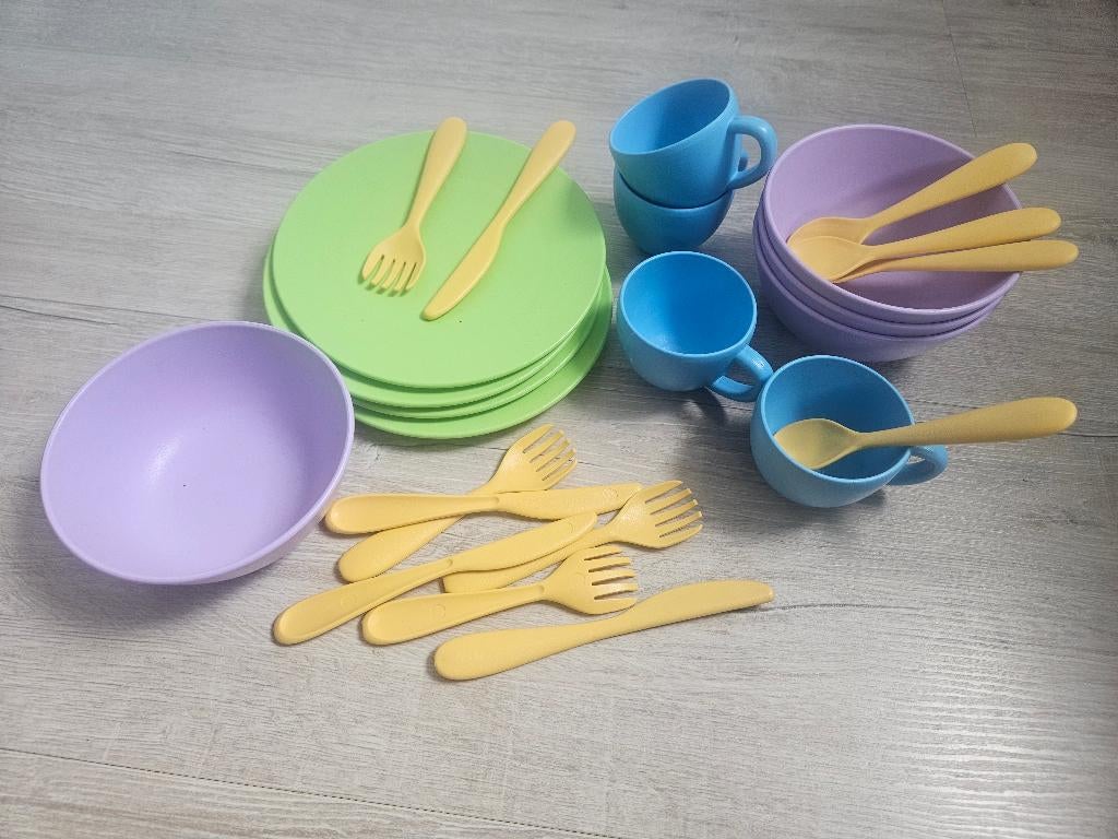 Set speelservies (compleet) - bamboe ecologisch, Ophalen, Zo goed als nieuw, Overige materialen, Speelkeuken-accessoire