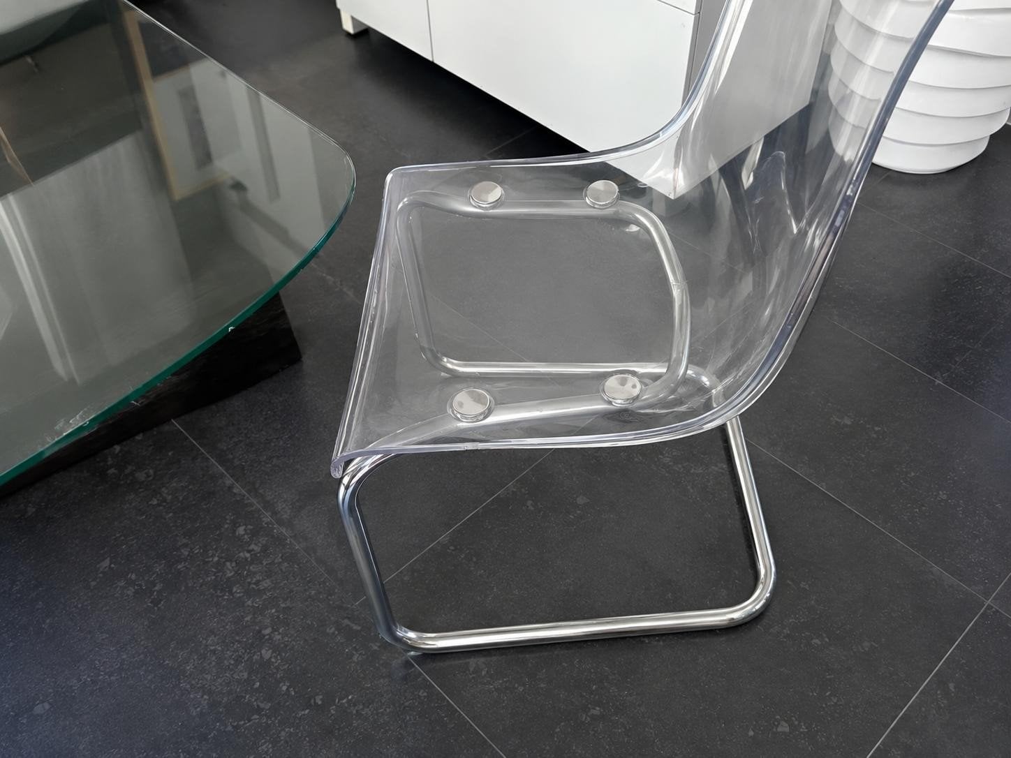 transparante eetkamerstoelen 2 stuks, Huis en Inrichting, Ophalen, Gebruikt, Kunststof, Twee
