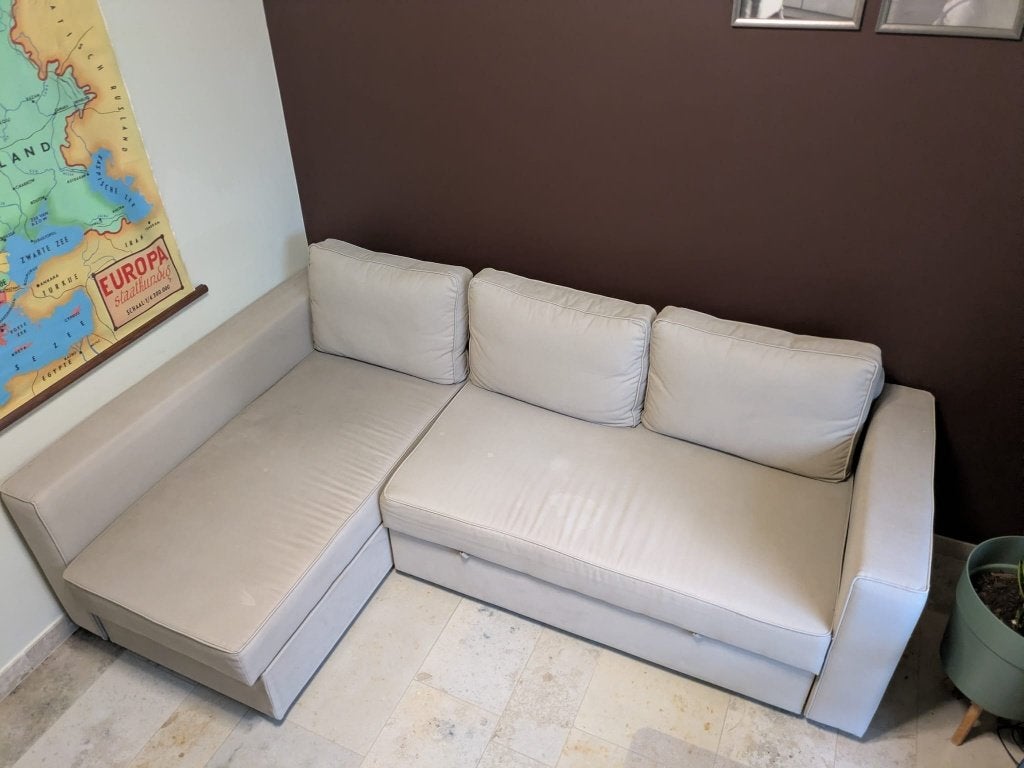 Zetelbed beige, Ophalen, Gebruikt, Beige, Tweepersoons