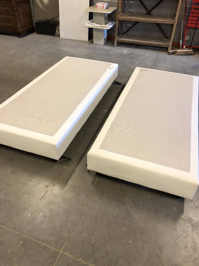 boxsprings 90x200, Huis en Inrichting, Slaapkamer | Boxsprings, Ophalen, Gebruikt, 90 cm, Wit