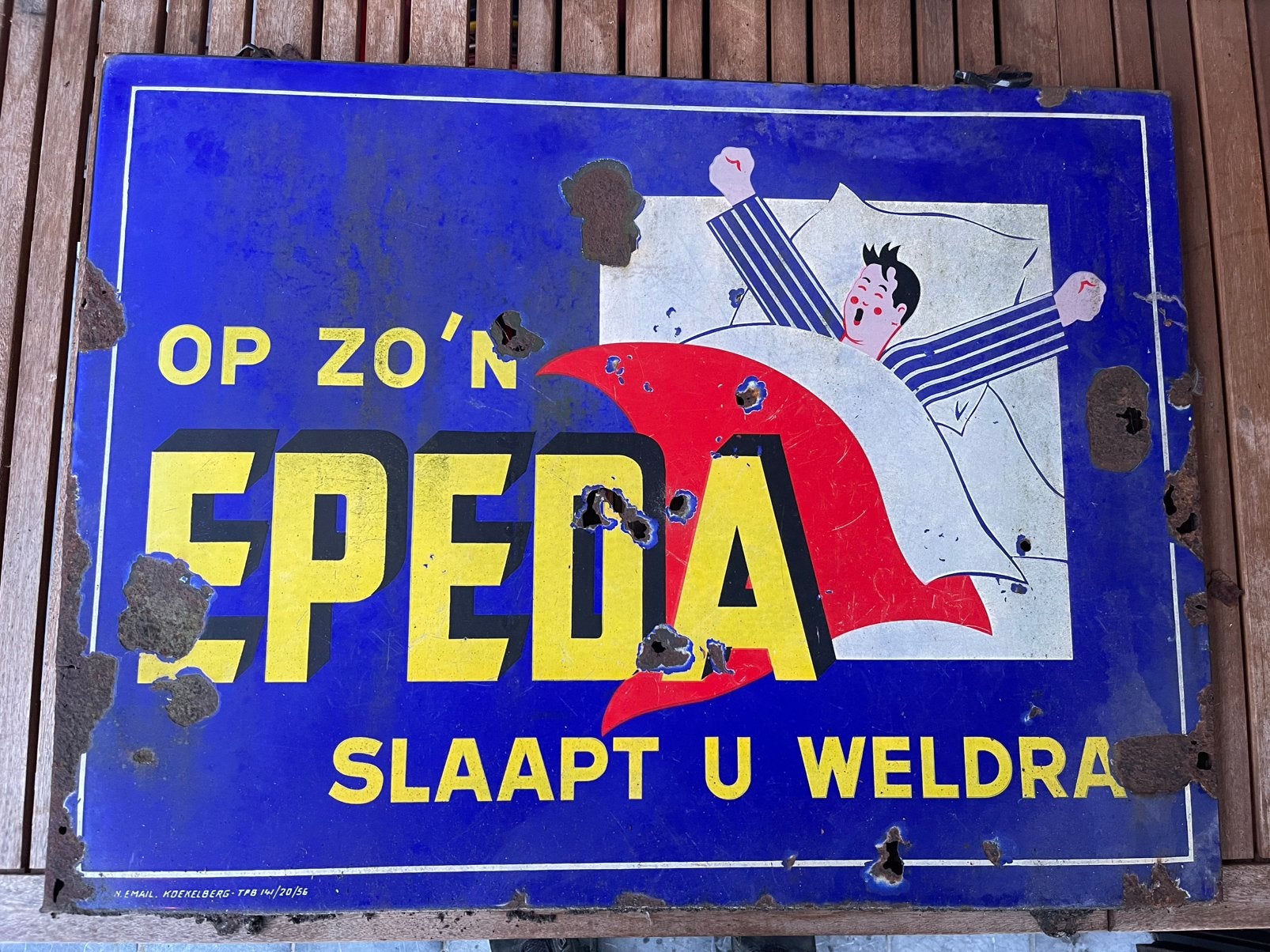 Emaille bord Epeda, Ophalen, Gebruikt, Reclamebord