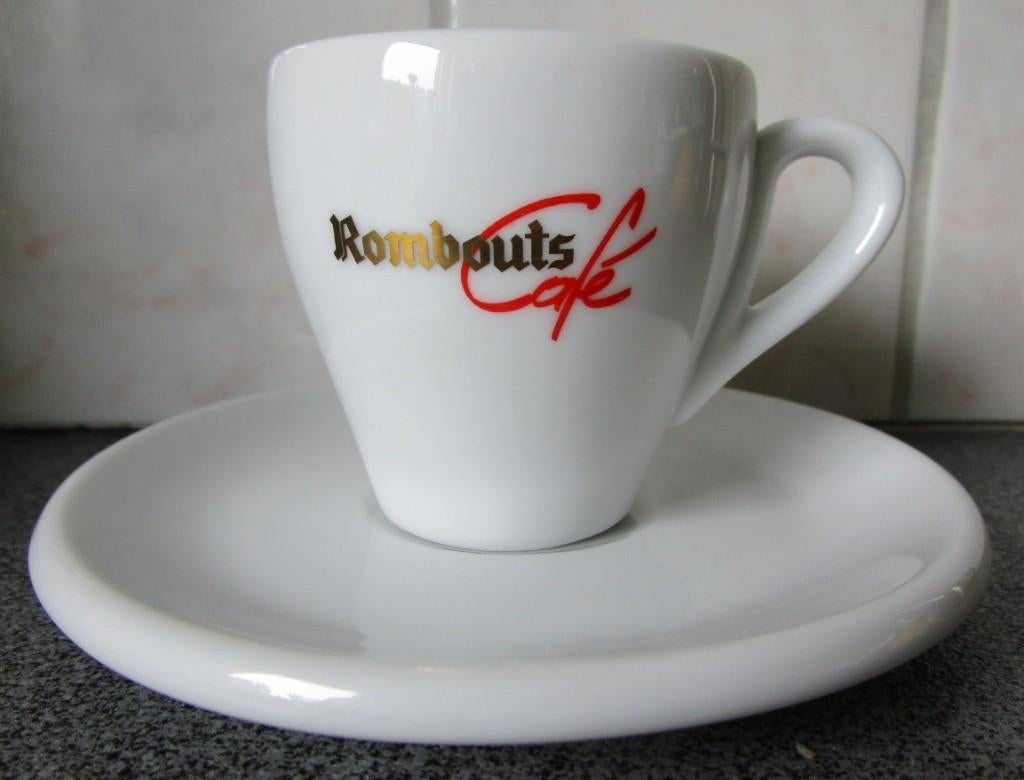 Tasse à café vintage + soucoupe Rombauts Café, Uni, Enlèvement ou Envoi, Comme neuf, Céramique