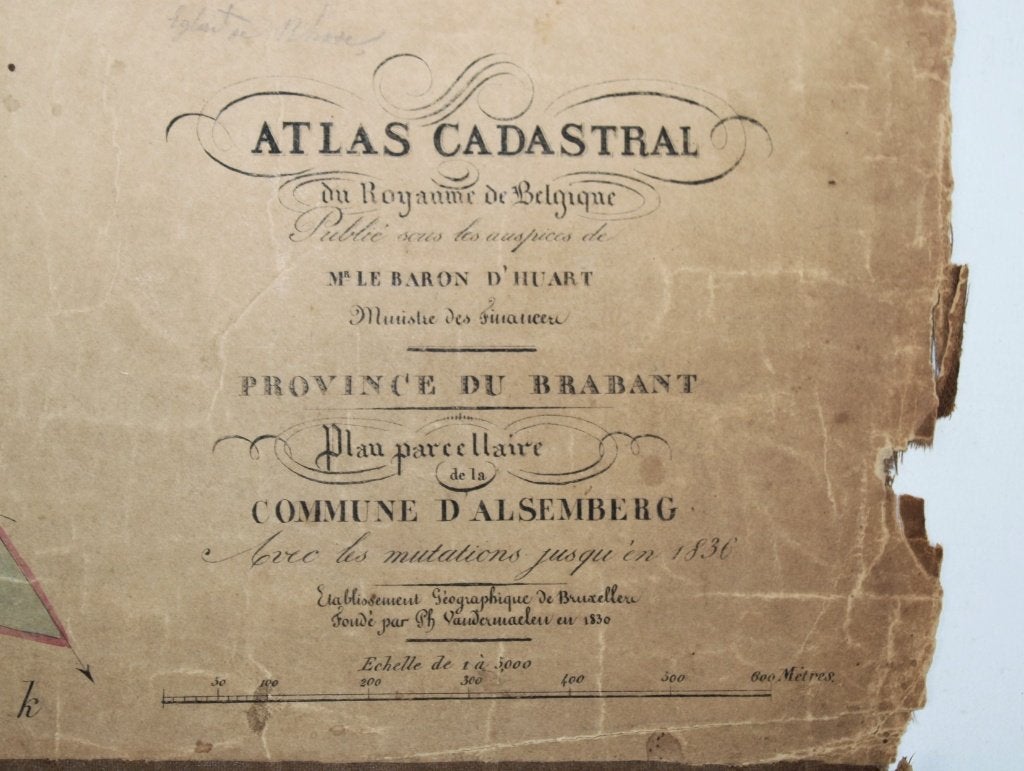 ancienne carte d'Alsemberg, Ph. Vandermaelen, 19e siècle, Enlèvement
