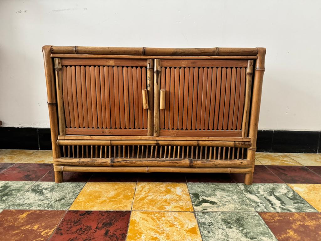 Rotan opbergkastje - rattan storage - meuble rotin, Maison & Meubles, Armoires | Dressoirs, Comme neuf, Enlèvement