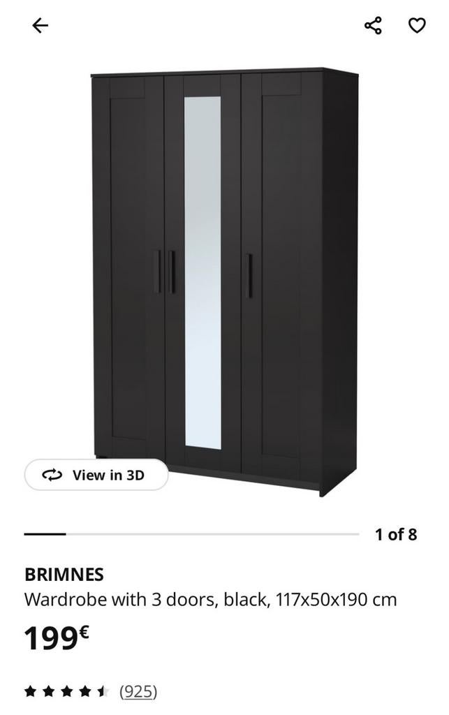 Kleerkast IKEA Brimnes zwart, Ophalen