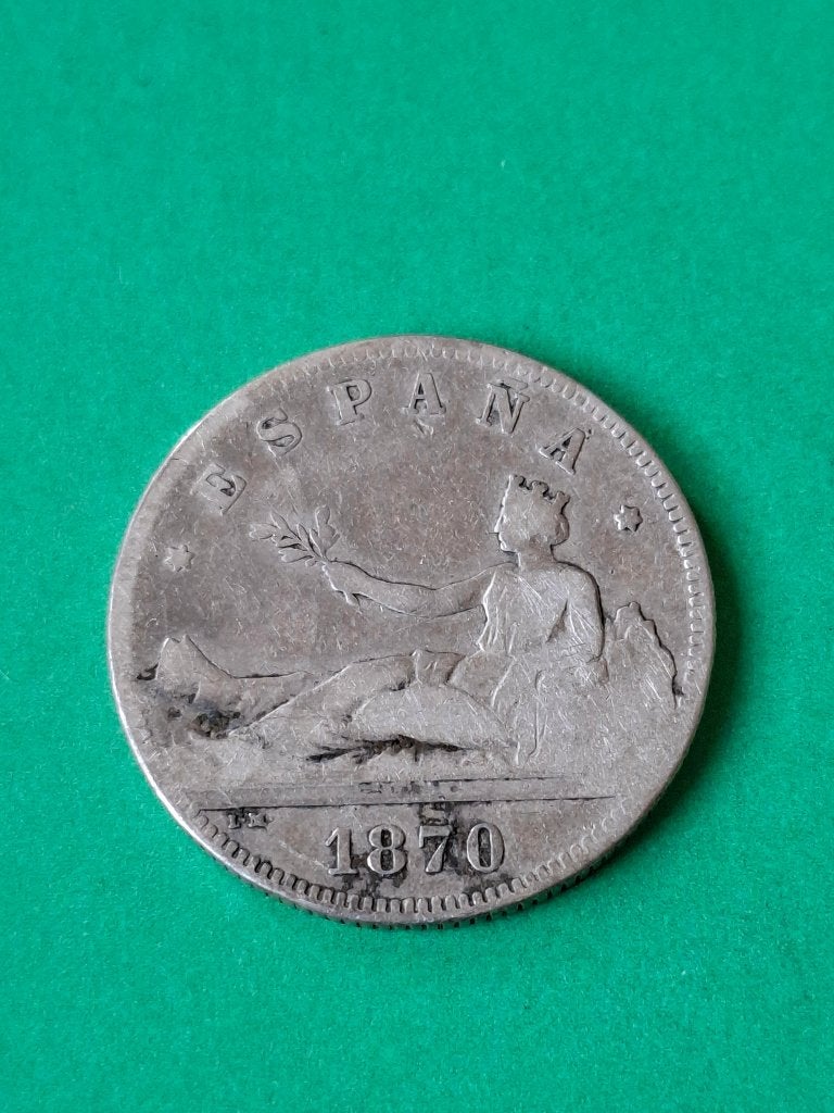 1870 Spanje 2 pesetas in zilver, Postzegels en Munten, Munten | Europa | Niet-Euromunten, Verzenden, Overige landen, Losse munt